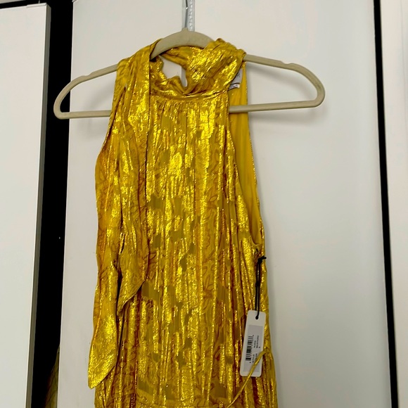 NWT gold saylor dress halter tie neck - Picture 1 of 9